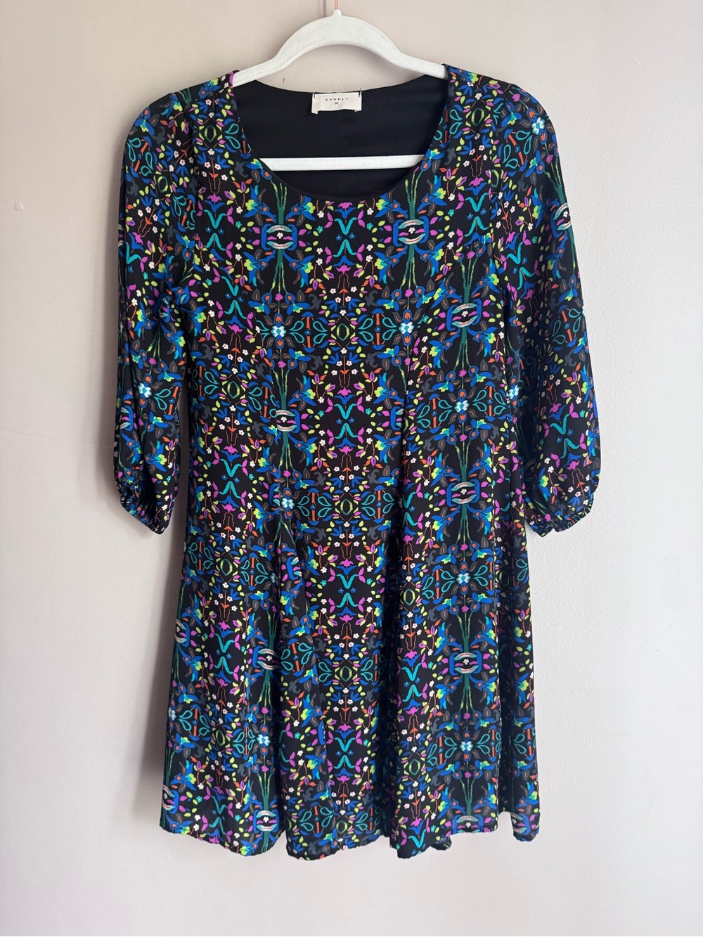 Everly Floral Chiffon A Line Dress Colorful Rainbow Flowy S